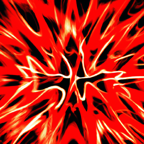 abstract depiction of anger as a red, spikey blob. 