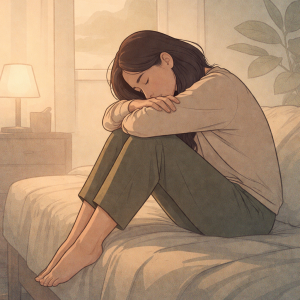 Minimalist illustration representing emotional fatigue and quiet exhaustion