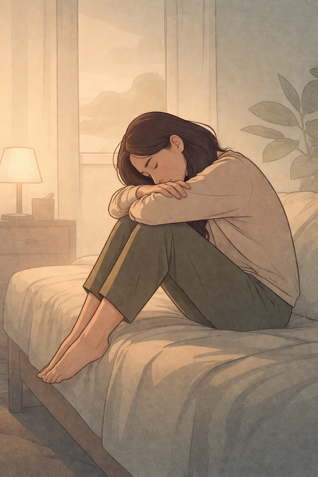 Minimalist illustration representing emotional fatigue and quiet exhaustion