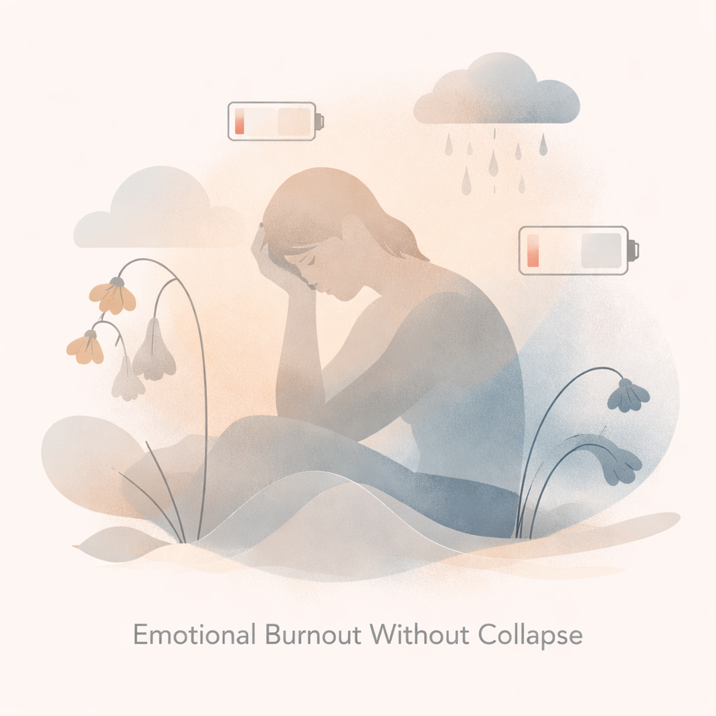 Abstract illustration representing emotional burnout and depletion