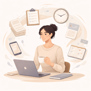 Minimalist illustration representing productivity used to avoid emotional discomfort