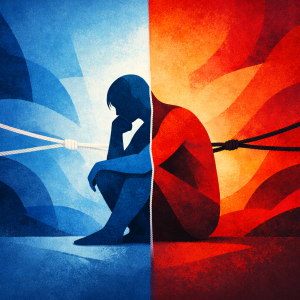 Abstract illustration representing emotional inner conflict and competing needs