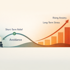 Abstract illustration representing avoidance behaviors and rising anxiety over time