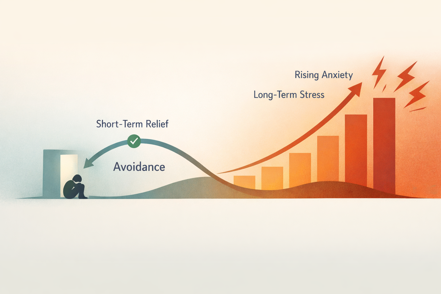 Abstract illustration representing avoidance behaviors and rising anxiety over time