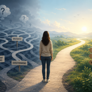 Abstract illustration representing decision fatigue and finding clarity in decision-making.