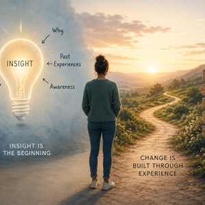 Abstract illustration representing the transition from self-awareness to meaningful personal change