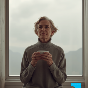 Thoughtful adult coping with uncertainty and anxiety near a window