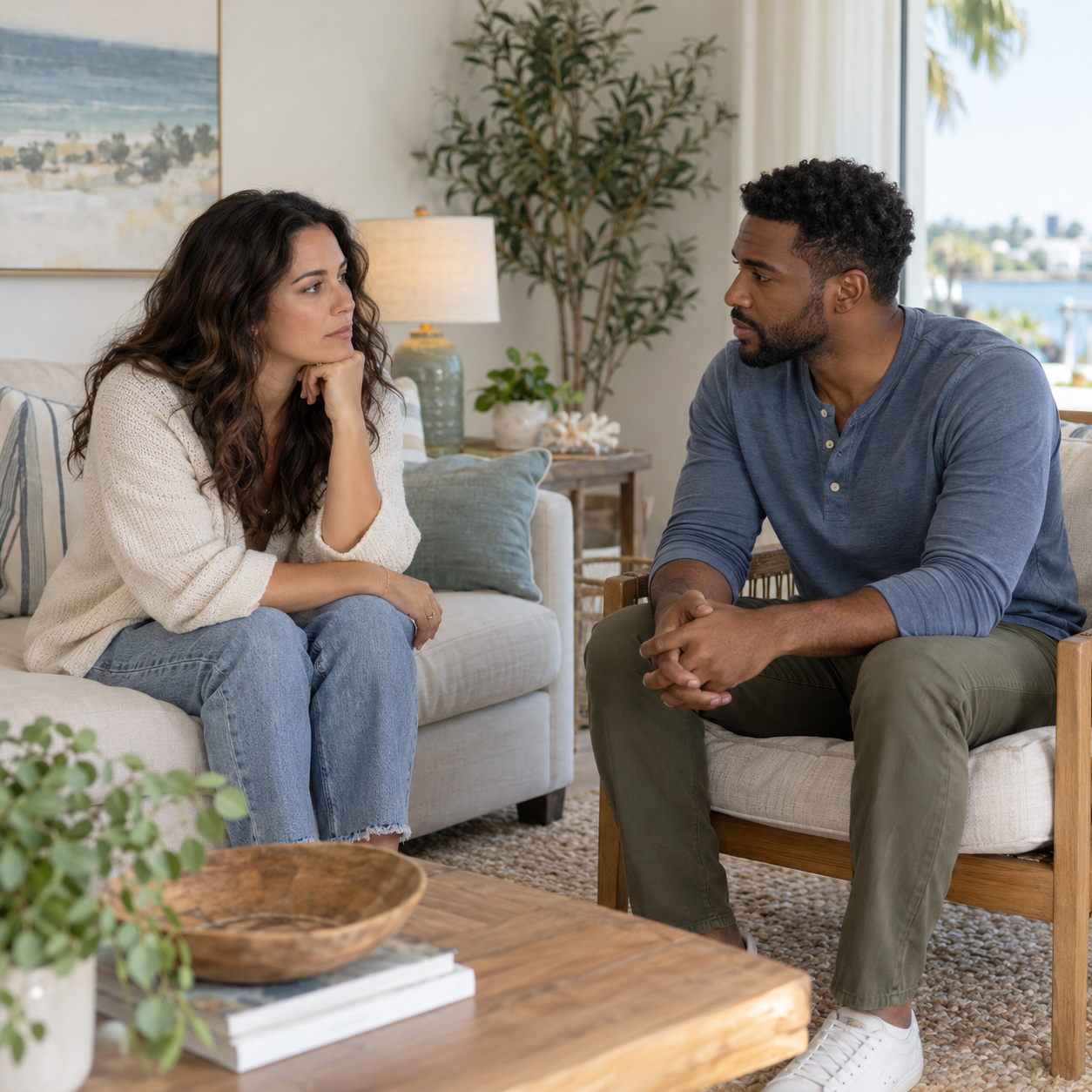 Thoughtful adult preparing for a difficult but honest conversation